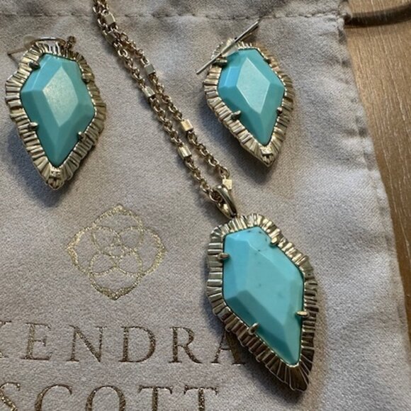 Kendra Scott Turquoise Necklace + Earring Set - Picture 2 of 2